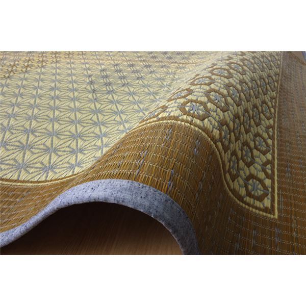 い草 ラグマット/花ござ 約1畳 長方形 グレー 約95×150cm 裏：不織布 防滑 抗菌 防臭 消臭 調湿 日本製 〔リビング〕代引NG