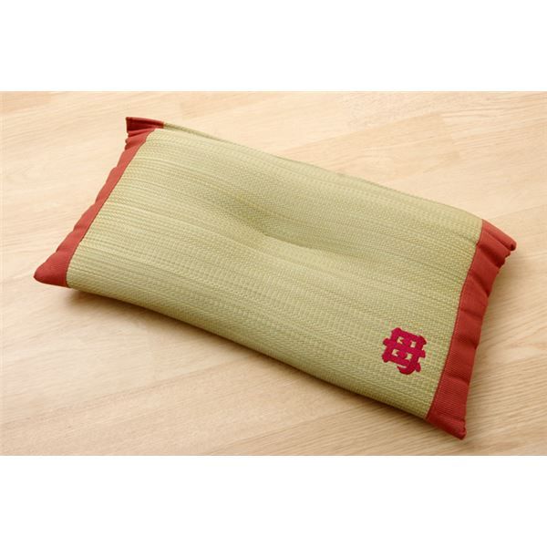 い草 枕/ピロー くぼみ平枕 約50×30cm 中材：低反発ウレタンチップ おふくろの枕 抗菌防臭 消臭機能 〔ベッドルーム 寝室〕代引NG 寝具 枕・抱き枕 枕