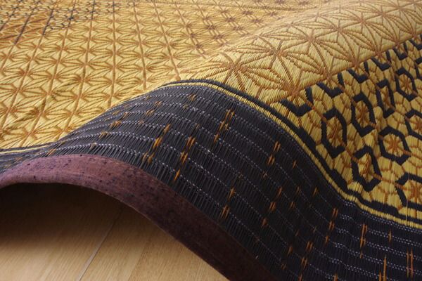い草 ラグマット/花ござ 4.5畳 グレー 江戸間4.5畳 約261×261cm 裏：不織布 防滑 抗菌 防臭 消臭 調湿 日本製 〔リビング〕代引NG