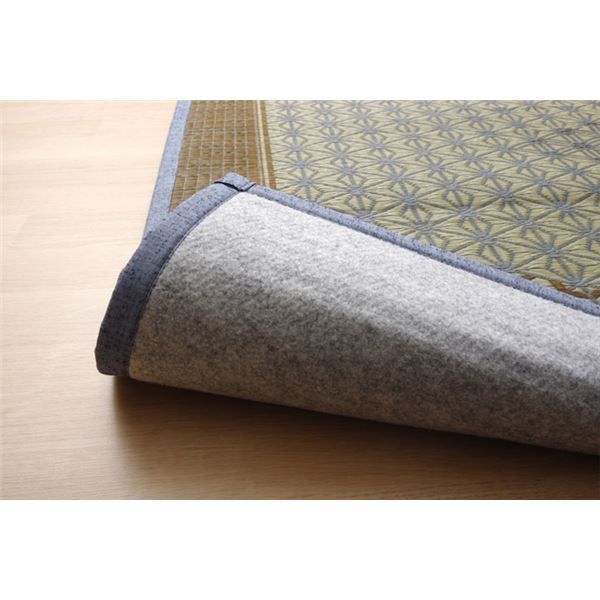 い草 ラグマット/花ござ 4.5畳 グレー 江戸間4.5畳 約261×261cm 裏：不織布 防滑 抗菌 防臭 消臭 調湿 日本製 〔リビング〕代引NG