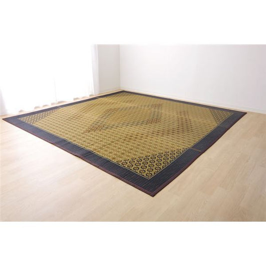 い草 ラグマット/花ござ 4.5畳 ブラウン 江戸間4.5畳 約261×261cm 裏：不織布 防滑 抗菌 防臭 消臭 調湿 日本製代引NG