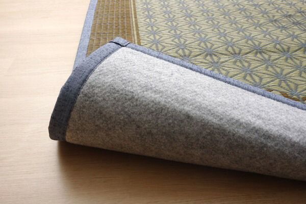 い草 ラグマット/花ござ 6畳 グレー 江戸間6畳 約261×352cm 裏：不織布 防滑 抗菌 防臭 消臭 調湿 日本製 〔リビング〕代引NG