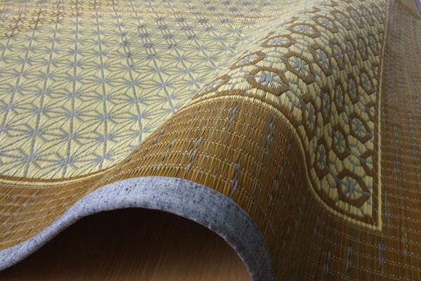 い草 ラグマット/花ござ 6畳 グレー 江戸間6畳 約261×352cm 裏：不織布 防滑 抗菌 防臭 消臭 調湿 日本製 〔リビング〕代引NG