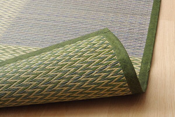 い草 ラグマット/花ござ 4.5畳 格子柄 市松柄 ブルー 江戸間4.5畳 約261×261cm 抗菌防臭 消臭 調湿 〔リビング〕代引NG
