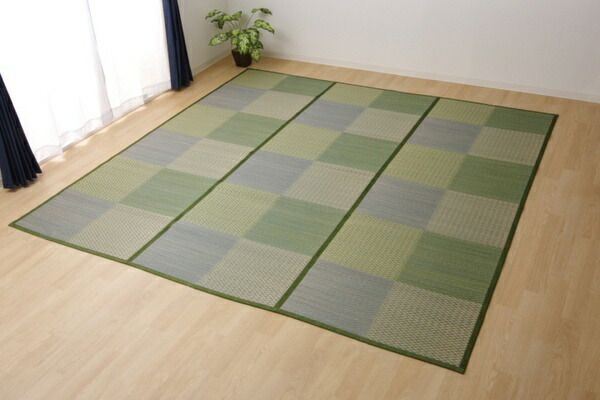 い草 ラグマット/花ござ 4.5畳 格子柄 市松柄 ブラウン 本間4.5畳 約286×286cm 裏：不織布 抗菌 防臭 消臭 調湿代引NG