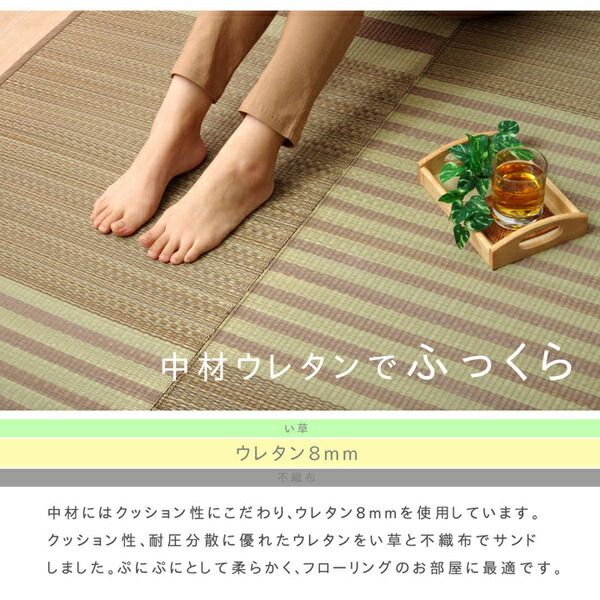 い草 ラグマット/絨毯 6畳 ブルー 約240×320cm 撥水 防傷 抗菌 防臭 消臭 折りたたみ収納可 中：ウレタン8mm 〔リビング〕代引NG
