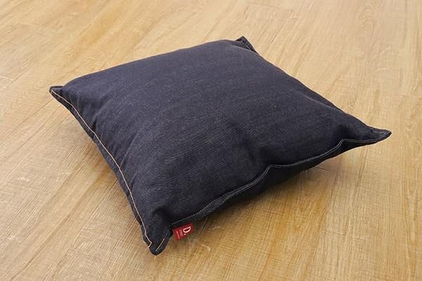 クッションカバー/座布団カバー ストライプ柄 ヒッコリー 約45×45cm 2枚組 綿100％ 日本製 デニム生地 〔リビング〕代引NG