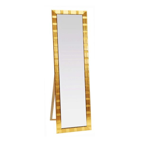 ウォールミラー/全身姿見鏡 壁掛け用 ＨＪ(Ｈａｎｄ made in Japan)ミラー(4尺スタンド付) 飛散防止付 GOLD 日本製 鏡 スタンドミラー