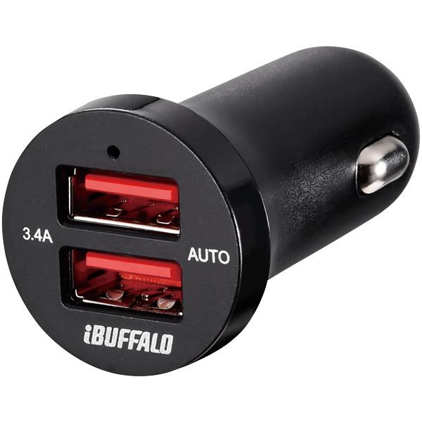 スーパSALE10倍＆4時間限定10％OFF バッファロー 3.4A シガーソケット用USB急速充電器 AutoPowerSelect機能搭載 2ポートタイプブラック BSMPS3402P2BK 家電