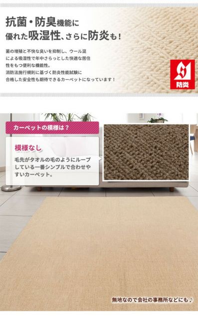 スーパSALE10倍＆4時間限定10％OFF フリーカットができる 抗菌 防臭 防炎カーペット 絨毯 / 江戸間 3畳 176×261cm ブラウン / 洗える 日本製 『ウェルバ』