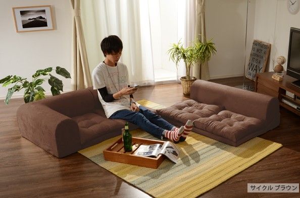 フロアソファー 3点セット ブラウン スエード生地 高さ33cm 1人掛け 2人掛け コーナー付き 日本製 KSA-303DBR代引NGセット