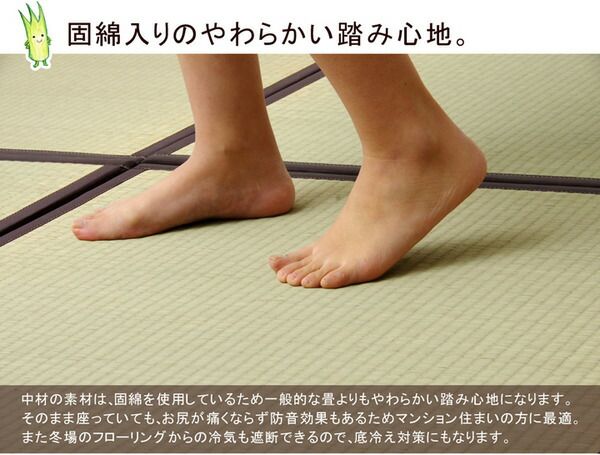 スーパSALE10倍＆4時間限定10％OFF 日本製 い草 置き畳/ユニット畳 【1畳 ネイビー 約82×164cm 2枚組】 軽量 抗菌 防臭 防滑 連結ジョイント付 〔リビング〕【代引NG】