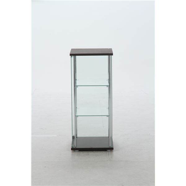 ガラス製 コレクションケース ショーケース 3段 幅42.5cm ブラウン 硝子製棚板2枚 脚付き リビング 店舗 お店代引NG