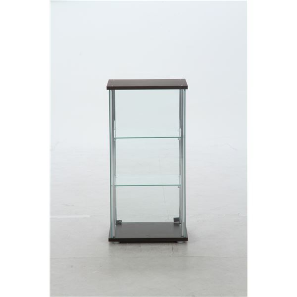 ガラス製 コレクションケース ショーケース 3段 幅42.5cm ブラウン 硝子製棚板2枚 脚付き リビング 店舗 お店代引NG
