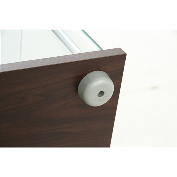 ガラス製 コレクションケース ショーケース 3段 幅42.5cm ブラウン 背面ミラー付き 硝子製棚板2枚 脚付き リビング 店舗 お店代引NG