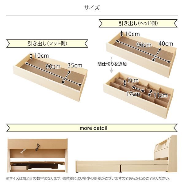 多機能ヘッドボード付き 収納ベッド ダブルサイズ (SGマーク国産ボンネルコイルマットレス付き) コンセント付き 大容量 引き出し2杯付き 低ホルムアルデヒド 国産ベッドフレーム ホワイト 白 代引NG