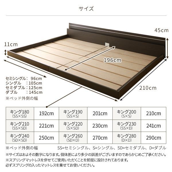 宮付き ローベッド 連結式ベッド ダブルサイズ (ベッドフレームのみ) 棚付き ライト付き 国産フレーム 低床 低ホルムアルデヒド ホワイト 白 代引NG
