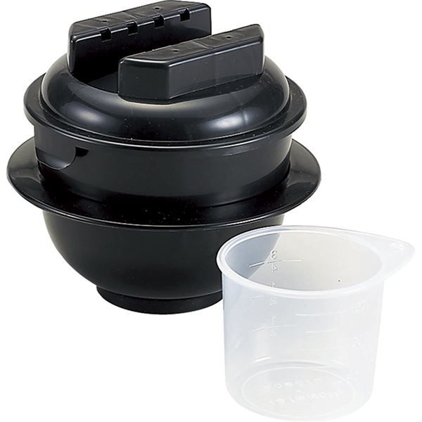スーパSALE10倍＆4時間限定10％OFF 電子レンジ専用 炊飯器 【1合炊き】 日本製 備長炭配合 耐熱仕様 計量カップ 飯ベラ付き 『ちびくろちゃん』