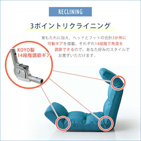 座椅子 フロアチェア 〔Up type PVCブラック〕 幅約53cm リクライニング 14段階調節 転倒防止機能付 日本製 国産 完成品 リクライニングチェア パーソナルチェア ローチェア代引NG