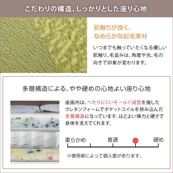 リクライニングソファー ローソファー 2人掛け グリーン 約幅129cm 肘付き 脚付き 起毛素材 日本製 国産 フロアソファー 2人掛けソファー リビング家具代引NG