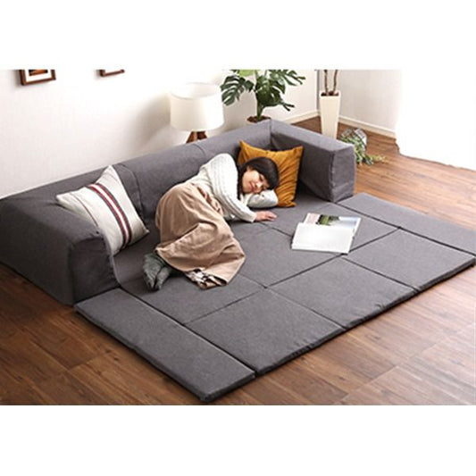 フロアマット付き ローソファー Lサイズ 幅250cm レッド 洗えるカバー付き 肘付き 日本製 国産 フロアソファー カバーリングソファー代引NG