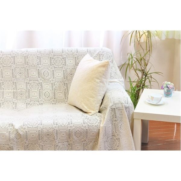 スーパSALE10倍＆4時間限定10％OFF ソファーカバー ベッドカバー 190×290cm 長方形 洗える 綿混 日本製 レースマルチカバー リビング ダイニング ベッドルーム