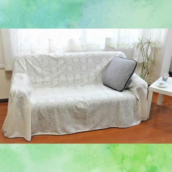 スーパSALE10倍＆4時間限定10％OFF ソファーカバー ベッドカバー 190×290cm 長方形 洗える 綿混 日本製 レースマルチカバー リビング ダイニング ベッドルーム