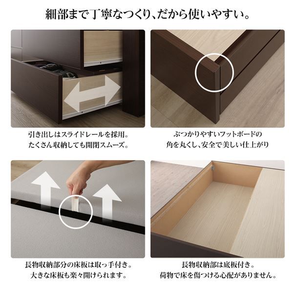 組立設置サービス 省スペース ヘッドボード 頑丈 大容量 BOX収納 ベッド シングルサイズ (フレームのみ) 日本製 低ホルムアルデヒドF☆☆☆☆ 長尺物可 引き出し5杯 アイボリー代引NG