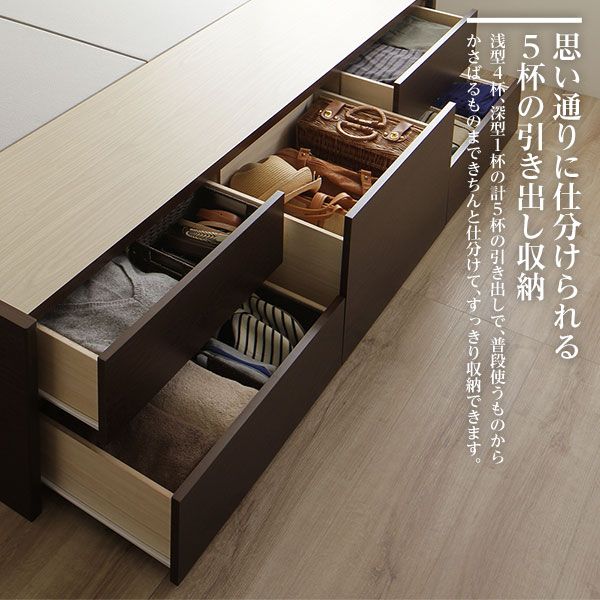 〔組立設置サービス付〕 収納 ベッド 薄型 宮付 セミダブル 国産 ポケットコイルマットレス ダークブラウン 日本製 2口 コンセント 棚付 宮棚付 引き出し収納 頑丈ボックス収納 チェストベッド チェストベット 収納ベット セミダブルベッド代引NG