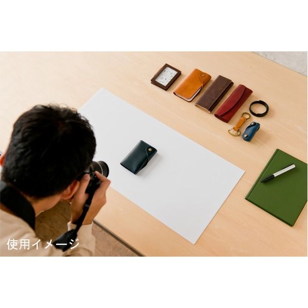 高級PVCレザー デスクマット 07：イエロー 620×300mm カット可 日本製 〔DIY素材 背景 クラフト用品〕