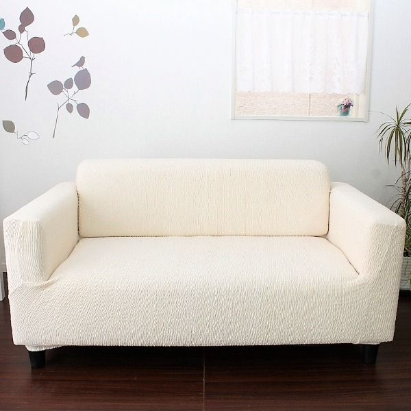 スーパSALE10倍＆4時間限定10％OFF フィット ソファーカバー 幅100〜140cm用 2人掛け用 アイボリー 肘付き用 洗える 日本製 綿混素材 トリコ リビング ダイニング
