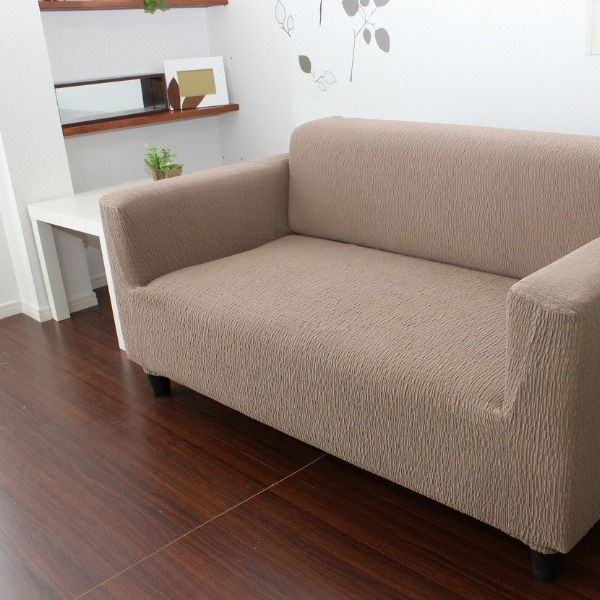 スーパSALE10倍＆4時間限定10％OFF フィット ソファーカバー 幅100〜140cm用 2人掛け用 ベージュ 肘付き用 洗える 日本製 綿混素材 トリコ リビング ダイニング