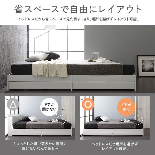 スーパSALE10倍＆4時間限定10％OFF モダンテイスト 収納ベッド シングルサイズ ベッドフレームのみ 引出し2杯付き 木目調 ヘッド無し 耐荷重200kg 頑丈 ブラック
