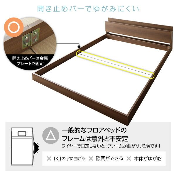スーパSALE10倍＆4時間限定10％OFF すのこベッド コンセント付き ローベッド ブラウン シングル シングルベッド ベッドフレームのみ 木製ベッド 低床 棚付き 宮付き