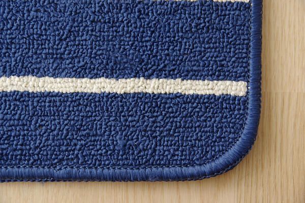 スーパSALE10倍＆4時間限定10％OFF キッチンマット/台所マット 【ネイビー 約45×240cm】 長方形 洗える 防滑加工 折りたたみ収納 シンプルボーダー【代引NG】
