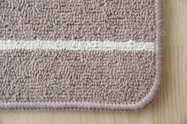 スーパSALE10倍＆4時間限定10％OFF キッチンマット/台所マット 【ベージュ 約45×240cm】 長方形 洗える 防滑加工 折りたたみ収納 シンプルボーダー【代引NG】