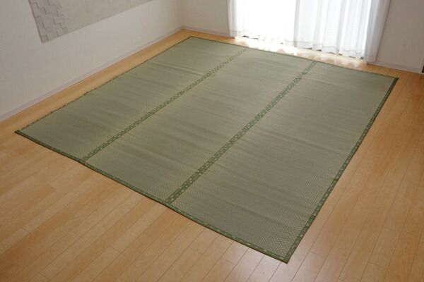 い草 上敷き/ラグマット 団地間4.5畳 約255×255cm 正方形 市松柄 日本製 抗菌 防臭 消臭 調湿 空気清浄代引NG