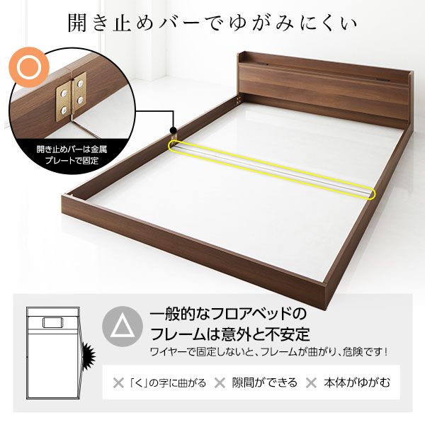 スーパSALE10倍＆4時間限定10％OFF ヘッドボード付き ローベッド すのこベッド シングルサイズ (ベッドフレームのみ) 宮棚付き 2口コンセント付き 木目調 メラミン樹脂加工板使用 頑丈 ブラック