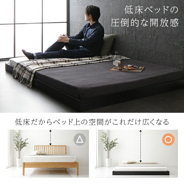 スーパSALE10倍＆4時間限定10％OFF ヘッドボード無し ローベッド フロアベッド セミダブルサイズ (ベッドフレームのみ) スノコ構造 頑丈 木目調 スタイリッシュ ホワイト