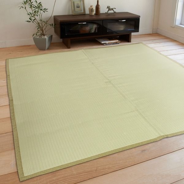 スーパSALE10倍＆4時間限定10％OFF レジャーシート 洗える い草 PP 352×352cm 江戸間 8畳 グリーン PP無地 九装