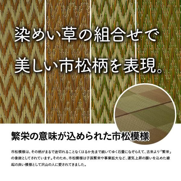 い草 花ござ ラグマット/絨毯 4.5畳 格子柄 市松柄 ブラウン 団地間4.5畳 約255×255cm 抗菌 防臭 消臭 調湿 〔リビング〕代引NG