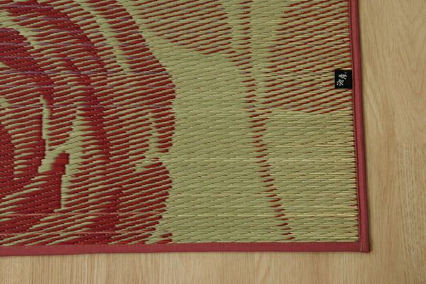 い草 花ござ ラグマット/絨毯 ローズ 江戸間4.5畳 約261×261cm 抗菌 防臭 消臭 調湿 日本製 〔リビング ダイニング〕代引NG