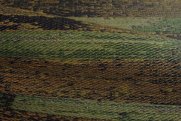 い草 花ござ ラグマット/絨毯 グリーン 江戸間3畳 約174×261cm 抗菌 防臭 消臭 調湿 日本製 〔リビング フローリング〕代引NG