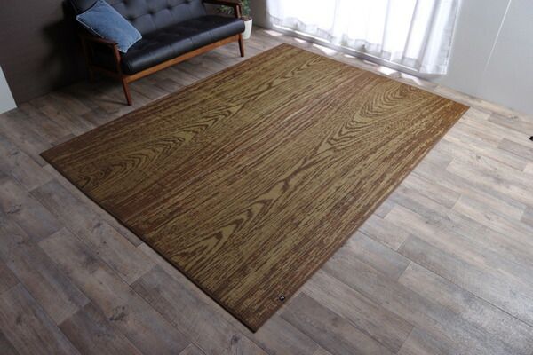 モダン調 い草 ラグマット/絨毯 約140×200cm 日本製 抗菌 防臭 調湿機能 耐久性抜群 〔リビング ダイニング〕代引NG