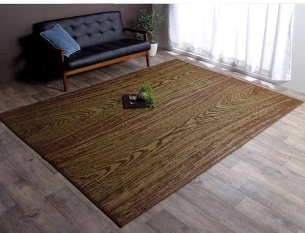 モダン調 い草 ラグマット/絨毯 約140×200cm 日本製 抗菌 防臭 調湿機能 耐久性抜群 〔リビング ダイニング〕代引NG