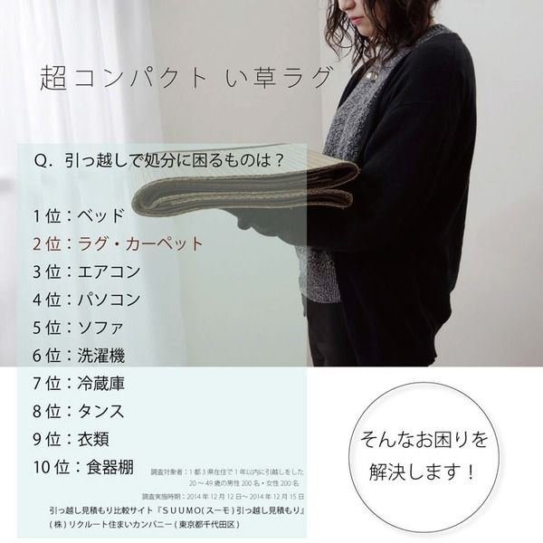 い草 ラグマット/絨毯 コンパクト ブルー 約135×180cm 折りたたみ 防傷 不織布 裏貼り加工 消臭 調湿機能付 〔リビング〕代引NG