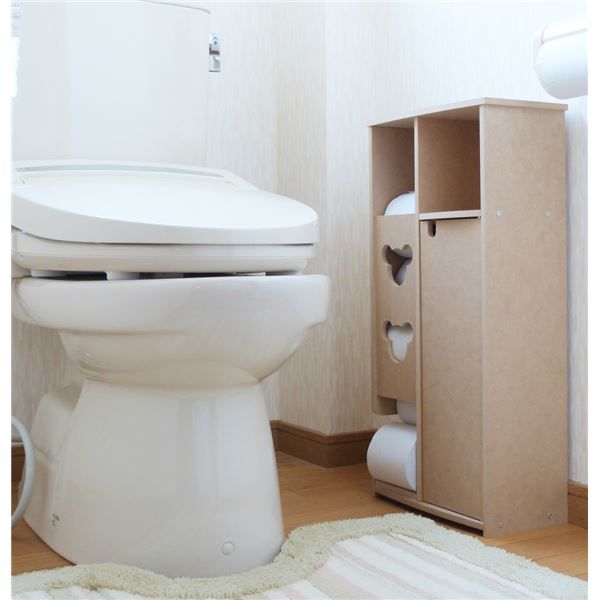 トイレラック トイレ収納 幅31cm×奥行16cm×高さ61cm ナチュラル ワイド 無塗装 トイレットペーパー最大5個収納可 扉付き 日本製 国産 トイレットペーパー収納 トイレット ペーパーホルダー代引NG