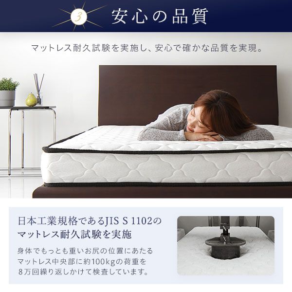 快眠 ボンネルコイルマットレス 寝具 セミシングルサイズ 高密度 キルト生地 耐久性 ムレにくい 一年保証 コンパクト 圧縮ロール梱包 一年中快適