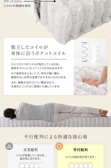 スーパSALE10倍＆4時間限定10％OFF マットレス 国産 ポケットコイル 快眠 高密度 体圧分散 1年保証 コンパクト 圧縮 梱包  セミシングルサイズ
