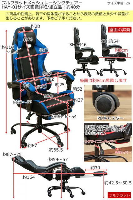 スーパSALE10倍＆4時間限定10％OFF フルフラットメッシュレーシングチェア ブラック (BK）【代引NG】